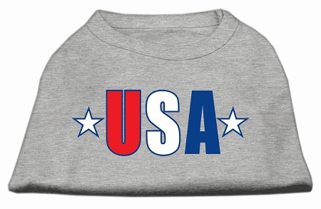 USA Star Screen Print Shirt Grey XS